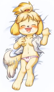 Rating: Questionable Score: 0 Tags: animal_crossing anthro bed bird's-eye_view blush bow_panties bow_underwear breasts canid canine canis clothed clothing domestic_dog e621 female furniture hand_on_breast high-angle_view isabelle_(animal_crossing) mammal navel nintendo open_clothing open_shirt open_topwear panties pink_clothing pink_panties pink_underwear shih_tzu shirt solo tail tail_motion tailwag tongue topwear toy_dog underwear 過激代 User: bunchy7s