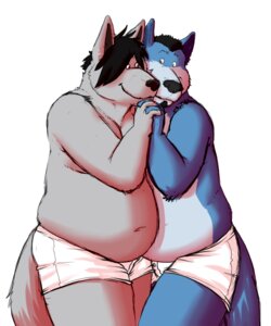Rating: Safe Score: 0 Tags: anthro canid canine duo e621 eye_contact hand_holding interlocked_fingers kronexfire looking_at_another male male/male mammal overweight tail User: bunchy7s