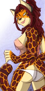 Rating: Questionable Score: 0 Tags: 1:2 2012 anthro bottomwear breasts butt camisole clothing digital_media_(artwork) e621 felid female hair holtz jaguar mammal midriff nipples pantherine panties pink_clothing pink_topwear rear_view red_hair scar side_boob simple_background solo spots tail thala topwear translucent translucent_clothing translucent_topwear tube_top underwear white_bottomwear white_clothing User: bunchy7s
