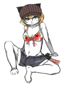 Rating: Safe Score: 0 Tags: anthro biped black_jellyfish blonde_hair blue_eyes bottomwear breasts cleavage clothed clothing domestic_cat e621 felid feline felis female hair hat headgear headwear looking_at_viewer mammal midriff pinup pose shorts sitting solo User: bunchy7s