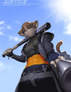 Rating: Safe Score: 0 Tags: 2008 abs anthro baseball_bat bat_(object) brown_body brown_eyes brown_fur clothed clothing e621 eyewear facial_markings felid female fur glasses gloves handwear head_markings j_axer jacket justice_(j_axer) looking_at_viewer mammal markings muscular muscular_female simple_background solo sun tail tomboy topwear User: bunchy7s