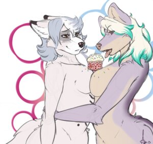 Rating: Questionable Score: 0 Tags: 2013 abstract_background amauna anthro breast_squish breasts breasts_frottage brown_eyes canid canine cupcake duo e621 female female/female food fur green_hair grey_hair hair hug inner_ear_fluff kaci mammal multicolored_hair nude purple_body purple_eyes purple_fur shariea side_boob simple_background smile sprinkles squish tongue tongue_out tuft two_tone_hair white_background white_body white_fur white_hair User: bunchy7s