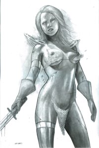 Rating: Explicit Score: 0 Tags: 1girls 2007 5_fingers areola areolae armlet armor bikini_armor breasts c.hall chainmail chainmail_bikini dated female female_focus female_only gloves greyscale human human_only loincloth long_hair looking_at_viewer marvel marvel_comics monochrome nipples nude nude_female nudity plain_background red_sonja red_sonja_(comics) rule34 shoulder_pads signature solo solo_female solo_focus standing sword tagme uncensored weapon User: bunchy7s