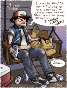 Rating: Questionable Score: 0 Tags: 2010 alcohol ash_ketchum beer beverage black_eyes bottomwear chair clothing denim denim_bottomwear denim_clothing dialogue duo e621 english_text food fur furniture generation_1_pokemon hat headgear headwear human jeans male mammal michael_mayne nintendo pants pikachu pokemon pokemon_(anime) pokemon_(species) pokemon_speak pokemon_trainer regret rodent tail text yellow_body yellow_fur User: bunchy7s