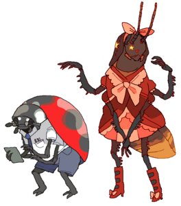 Rating: Safe Score: 0 Tags: arthropod beetle black_body black_eyes black_skin clothing cucujoid duo e621 eyewear fancy_clothing female glasses insect ladybug male red_body red_skin simple_background white_background wings yolk_(artist) User: bunchy7s