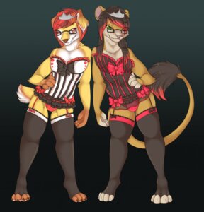 Rating: Questionable Score: 0 Tags: anthro black_background blue_background bulge bustier canid canine canis clothed clothing conceitedcorgi crossdressing crown domestic_dog duo e621 eyewear felid femboy garter_straps glasses gradient_background headgear hi_res hunting_dog isaac_(kipper0308) kale_(kipper0308) kipper0308 legwear lion male mammal pantherine panties simple_background stockings tail tail_tuft terrier tiara tuft underwear User: bunchy7s
