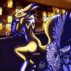 Rating: Questionable Score: 0 Tags: 1:1 anthro armwear bandai_namco bar beelzemon blue_eyes butt canid canine chest_tuft clothing digimon digimon_(species) duo e621 elbow_gloves female fur gloves handwear male mammal purple_sclera red_eyes renamon renamonximpmon sitting tuft white_body white_fur yellow_body yellow_fur User: bunchy7s