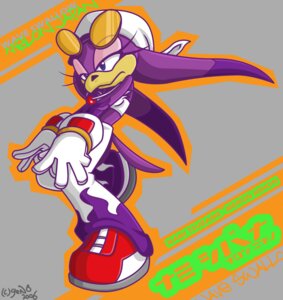 Rating: Safe Score: 0 Tags: 2006 anthro avian beak bird blue_eyes bottomwear clothing e621 eyewear female flame_markings flame_pattern gen8hedgehog gloves grey_background half-closed_eyes handwear headgear headkerchief headwear hirundinid japanese_text kerchief markings multicolored_clothing narrowed_eyes oscine pants passerine purple_body sega simple_background solo sonic_riders sonic_the_hedgehog_(series) sunglasses swallow_(bird) text wave_the_swallow white_clothing User: bunchy7s