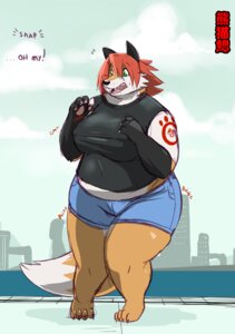 Rating: Questionable Score: 0 Tags: 2010 4_fingers 4_toes anthro artist_name barefoot belly belly_expansion big_breasts big_butt black_clothing black_shirt black_t-shirt black_topwear blue_bottomwear blue_clothing blue_shorts bottomwear breast_expansion breasts butt butt_expansion canid canine clothed clothing dialogue dipstick_tail e621 english_text expansion feet female fingers fox gillpanda gloves_(marking) green_eyes hip_expansion huge_breasts mammal markings nipple_outline open_mouth pawpads paws pink_pawpads shirt shocked shorts slightly_chubby solo surprised t-shirt tail tail_markings text thick_arms thick_thighs thigh_expansion tight_clothing toes topwear transformation weight_gain wide_hips User: bunchy7s