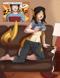 Rating: Questionable Score: 0 Tags: 2012 angrboda black_hair breasts clothing comic e621 electricity electronics english_text female fur furniture game_console gender_transformation generation_1_pokemon hair human lamp mako_the_raichu male mammal mtf_transformation nintendo nintendo_ds nintendo_ds_family pokemon pokemon_(species) pokemorph raichu rodent sofa solo table tail text torn_clothing transformation yellow_body yellow_fur User: bunchy7s