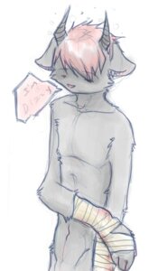 Rating: Questionable Score: 0 Tags: anthro bandage countershade_torso countershading demon depression digital_media_(artwork) domestic_cat e621 featureless_chest felid feline felis glamfur half-length_portrait horn ill male mammal nitrogen nude portrait self-harm simple_background solo white_background User: bunchy7s