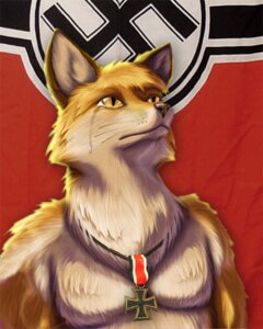Rating: Safe Score: 0 Tags: 4:5 amber_eyes anthro bodily_fluids brown_body brown_fur canid canine cross crying e621 flag fox fur fursecution fursecution_fox iron_cross lol_comments low_res male mammal nazi nazi_flag nude orange_body orange_eyes orange_fur pupils slit_pupils solo swastika taurin_fox tears third-party_edit world_war_2 User: bunchy7s