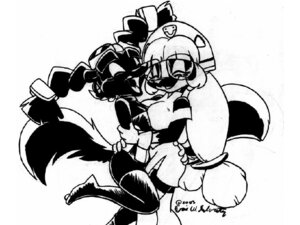 Rating: Questionable Score: 0 Tags: 2003 4:3 anthro black_and_white black_body black_fur breast_squish breasts breasts_frottage clothed clothing costume duo e621 eric_schwartz eyes_closed eyewear female fur glasses gluko hair hand_on_hip hug hugging_another long_hair mammal mephitid mon_colle_knights monochrome open_mouth open_smile pen_(artwork) plantigrade signature simple_background skunk smile squish stacey_skunkette tail tracey_tailor traditional_media_(artwork) wearing_glasses white_background User: bunchy7s