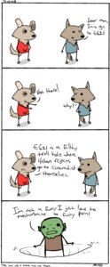 Rating: Questionable Score: 0 Tags: 2010 4chan anthro biped black_eyes canid canine canis chest_tuft clothed clothing comic dialogue digital_media_(artwork) domestic_dog dot_eyes duo_focus e621 ear_piercing english_text eye_contact group hands_on_hips hi_res hole_(pit) humanoid humor jinxed jjiinx_(character) looking_at_another looking_back male mammal open_mouth piercing shirt signature simple_background simple_eyes solid_circle_eyes standing stick_figure syynx tail text the_truth topwear troll_(mythology) tuft white_background wolf User: bunchy7s