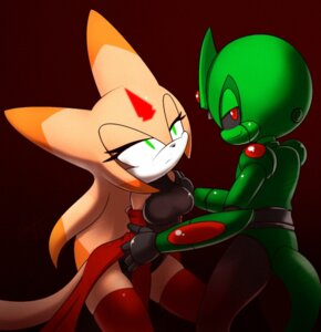 Rating: Questionable Score: 0 Tags: anthro breasts chaos_croc chaoscroc clothed clothing duo e621 eyelashes facing_aside facing_each_other female gradient gradient_background green_body green_eyes hypnosis legwear looking_at_viewer looking_up machine male mecha metal metallic_body mind_control nancher orange_body pink_body red_background red_body red_clothing red_eyes simple_background simple_eyes species_request tail thigh_highs tibleam User: bunchy7s