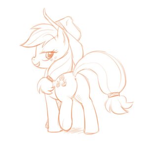 Rating: Questionable Score: 0 Tags: applejack_(mlp) butt clothing darkpandax e621 earth_pony equid equine female feral friendship_is_magic hasbro hat headgear headwear horse mammal monochrome my_little_pony orange_and_white pony raised_tail simple_background sketch solo tail white_background User: bunchy7s