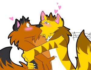 Rating: Questionable Score: 0 Tags: anthro blue_eyes cougar duo e621 felid feline hybrid jeral kissing liger lion male male/male mammal pantherine stripes User: bunchy7s
