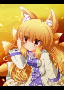 Rating: Safe Score: 0 Tags: animal_humanoid black_bars blonde_hair blush brown_eyes canid canid_humanoid canine canine_humanoid clothing e621 female fox fox_humanoid fox_tail hair hi_res humanoid letterbox light_smile long_hair mammal mammal_humanoid multi_tail ran_yakumo red_eyes sakurano_asahi sitting solo tabard tail touhou User: bunchy7s