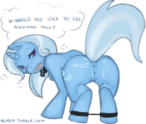 Rating: Explicit Score: 0 Tags: 2012 anus bdsm bodily_fluids bondage bound butt collar cuff_(restraint) cum cum_on_butt cutie_mark e621 english_text equid equine female feral friendship_is_magic genital_fluids genitals handcuffs hasbro hein_(artist) horn looking_at_viewer mammal metal_cuffs my_little_pony mythological_creature mythological_equine mythology restraints semi-anthro shackles solo spreader_bar submissive submissive_female tail text trixie_(mlp) unicorn vulva User: bunchy7s
