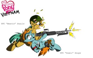 Rating: Questionable Score: 0 Tags: armband armor blood blue_hair bodily_fluids death dog_tags duo e621 equid equine feral friendship_is_magic gun hair handgun hasbro headgear helmet hi_res holding_gun holding_object holding_ranged_weapon holding_weapon horn m60 machine_gun male mammal my_little_pony mythological_creature mythological_equine mythology orange_hair pistol ranged_weapon simple_background snails_(mlp) snips_(mlp) tail unicorn unknown_artist vietnam wallpaper weapon white_background widescreen User: bunchy7s