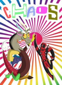 Rating: Safe Score: 0 Tags: 2014 antlers blue_body blue_feathers chimera clothing colorful_theme costume crossover deadpool derp_eyes discord_(mlp) draconequus duo e621 english_text fangs feathered_wings feathers forked_tongue friendship_is_magic gesture hasbro high_five horn human lol_comments long_tongue male mammal marvel melee_weapon membrane_(anatomy) membranous_wings my_little_pony nolycs pattern_background rainbow red_eyes simple_background sword tail tail_tuft teeth text tongue tongue_out tuft weapon wings yellow_sclera User: bunchy7s