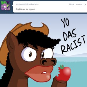Rating: Safe Score: 0 Tags: 1:1 apple ask_blog ask_jappleack black_hair brown_eyes clothing dialogue e621 english_text equid equine eyelashes female food friendship_is_magic fruit hair hasbro hat headgear headwear horse hotdiggedydemon huge_lips lips looking_at_viewer mammal my_little_pony plant pony racial_caricature racial_slur racism reaction_image slur solo stereotype text thick_lips toony tumblr user_message username what_has_magic_done User: bunchy7s Rating: Safe Score: 0 Tags: 1:1 apple ask_blog ask_jappleack black_hair brown_eyes clothing dialogue e621 english_text equid equine eyelashes female food friendship_is_magic fruit hair hasbro hat headgear headwear horse hotdiggedydemon huge_lips lips looking_at_viewer mammal my_little_pony plant pony racial_caricature racial_slur racism reaction_image slur solo stereotype text thick_lips toony tumblr user_message username what_has_magic_done User: bunchy7s