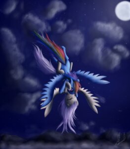 Rating: Safe Score: 0 Tags: 2012 ambiguous_gender blue_body blue_feathers blue_fur cloud cool_colors duo e621 equid equine eyes_closed feathered_wings feathers female female/female feral fluttershy_(mlp) flying friendship_is_magic fur hair hasbro hi_res kissing long_hair mammal miokomata moon multicolored_hair multicolored_tail my_little_pony mythological_creature mythological_equine mythology night outside pegasus pink_hair purple_eyes rainbow_dash_(mlp) rainbow_hair rainbow_tail signature sky star tail wings yellow_body yellow_feathers yellow_fur User: bunchy7s