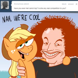 Rating: Safe Score: 0 Tags: 1:1 applejack_(mlp) ask_blog ask_jappleack asking blonde_hair carrot_top clothing cowboy_hat dialogue duo e621 earth_pony english_text equid equine eyelashes female feral freckles friendship_is_magic green_eyes hair hasbro hat headgear headwear horse hotdiggedydemon human long_hair male mammal my_little_pony open_mouth pony ponytail red_hair text toony tumblr user_message User: bunchy7s