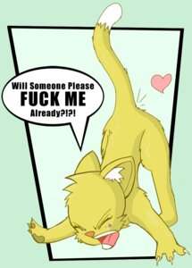 Rating: Questionable Score: 0 Tags: ass_up dialogue digital_media_(artwork) domestic_cat e621 english_text eyes_closed felid feline felis female feral heart_symbol in_heat mammal profanity solo tail text unknown_artist User: bunchy7s