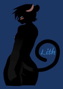 Rating: Questionable Score: 0 Tags: ambiguous_gender anthro black_body black_fur black_hair blue_eyes blush butt domestic_cat e621 english_text felid feline felis fur hair lith_(lithier) lithier looking_at_viewer looking_back looking_back_at_viewer mammal my_very_own_lith nipples nude rear_view short_hair simple_background solo standing text wide_hips User: bunchy7s