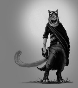 Rating: Safe Score: 0 Tags: anthro blajn claws clothing domestic_cat e621 felid feline felis gun handgun male mammal monochrome pistol ranged_weapon simple_background smile solo tail weapon User: bunchy7s