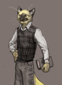 Rating: Safe Score: 0 Tags: 2011 5_fingers anthro biped black_body black_fur book bottomwear clothed clothing collared_shirt domestic_cat dress_shirt e621 felid feline felis fingers fully_clothed fur hand_on_hip holding_book holding_object male mammal pants pattern_clothing plaid plaid_clothing pupils shirt siamese_cat simple_background sketch slit_pupils solo standing sweater sweater_vest tail topwear tumorhead vest whiskers yellow_body yellow_eyes yellow_fur User: bunchy7s