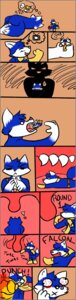 Rating: Questionable Score: 0 Tags: alpha_channel anthro border canid canine comic dialogue dipstick_tail duo e621 english_text extreme_size_difference eyes_closed food fox male male/male male_pred male_prey mammal markings pain punch size_difference sleeping tail tail_markings text transparent_border uvula vore xskullstomperx User: bunchy7s