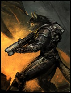 Rating: Safe Score: 0 Tags: 2008 anthro armor army biped canid canine canis digital_media_(artwork) digital_painting_(artwork) e621 eyewear futuristic_armor goggles grin gun holding_gun holding_object holding_ranged_weapon holding_weapon jet_pack machine male mammal metal_wall morriperkele painting_(artwork) portrait power_armor ranged_weapon rifle science_fiction shaded side_view smile solo standing tail three-quarter_portrait war weapon wolf User: bunchy7s