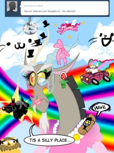 Rating: Safe Score: 0 Tags: chimera discord_(mlp) draconequus e621 eyewear friendship_is_magic group hasbro humor insane male mini_top_hat monocle my_little_pony peachiekeenie what_has_science_done User: bunchy7s