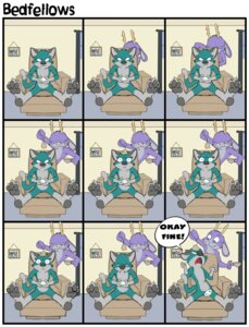 Rating: Safe Score: 0 Tags: 3_toes :3 :c >:3 annoyed anthro antlers bag bedfellows beverage canid canine canis chair comic container controller cup dialogue digital_media_(artwork) domestic_cat domestic_dog duo e621 english_text fatigue_(bedfellows) feet felid feline felis food foot_focus front_view fur furniture game_controller gaming grey_body grey_fur hi_res hindpaw holding_container holding_controller holding_cup holding_game_controller holding_object horn humor hybrid jackalope lagomorph male mammal painting_(object) pawpads paws playing_video_game pun purple_body purple_fur sheen_(bedfellows) shenanigans sitting tail tea tea_bag tea_bagging tea_cup text toes visual_pun User: bunchy7s