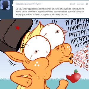 Rating: Safe Score: 0 Tags: 1:1 apple applejack_(mlp) ask_blog ask_jappleack asking blonde_hair bloodshot_eyes clothing e621 earth_pony english_text equid equine eyelashes featureless_hands female feral food freckles friendship_is_magic fruit hair hasbro hat headgear headwear horse hotdiggedydemon long_hair mammal my_little_pony plant pony ponytail solo text toony tumblr user_message username User: bunchy7s