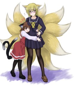 Rating: Safe Score: 0 Tags: 2_tails 9_tails animal_humanoid canid canid_humanoid canine canine_humanoid cat_humanoid cat_tail chen_(touhou) clothed clothing duo e621 eyewear felid felid_humanoid feline feline_humanoid female fox fox_humanoid fox_tail glasses humanoid mammal mammal_humanoid multi_tail ran_yakumo school_uniform tail touhou uniform yukina_enju User: bunchy7s