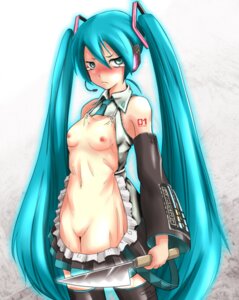 Rating: Explicit Score: 0 Tags: 1girl 1girls apron aqua_eyes aqua_hair aqua_outline bare_shoulders black_sleeves black_thigh_boots blush breasts cowboy_shot detached_sleeves embarrassed facing_viewer female female_only gradient_background hatsune_miku headset knife long_hair looking_at_viewer necktie nipples open_clothes outline parody pun pussy rule34 simple_background skirt small_breasts solo standing tearing_up tears thigh_boots thighhighs tied_hair too_literal twintails very_long_hair vocaloid zettai_ryouiki User: bunchy7s