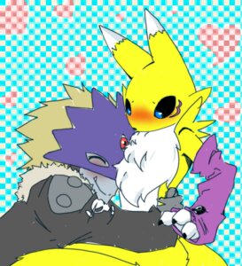 Rating: Safe Score: 0 Tags: anthro bandai_namco beelzemon black_nose black_sclera blue_eyes blush canid canine chest_tuft claws clothing digimon digimon_(species) duo e621 eyes_closed fangs female fur gloves handwear hug jacket male mammal red_eyes renamon smile takao-hikari teeth topwear tuft white_body white_fur yellow_body yellow_fur User: bunchy7s