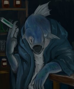 Rating: Safe Score: 0 Tags: 5:6 anthro aquatic blue_body blue_scales clothed clothing e621 fin fish h._p._lovecraft holding_object kurakage male open_clothing open_mouth open_robe partially_clothed robe scales sharp_teeth solo syringe teeth what User: bunchy7s
