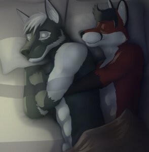 Rating: Explicit Score: 0 Tags: abs animal_genitalia anthro athletic bed bedding biceps black_hair black_nose blanket brown_body brown_fur canid canine canis cuddling duo e621 eyes_closed fox fully_sheathed fur furniture genitals grey_body grey_fur grin hair hi_res lying male male/male mammal muscular nude on_side pecs pillow pose red_body red_fur romantic romantic_couple sheath sleeping smile virtyalfobo white_body white_fur white_hair wolf User: bunchy7s
