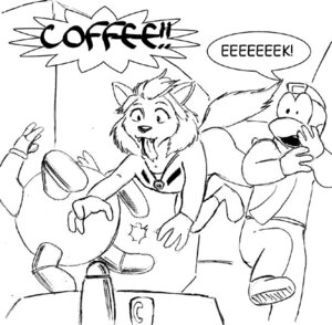 Rating: Safe Score: 0 Tags: 2004 anthony_sarkasuo anthro beverage black_and_white bowman's_wolf canid canine canis coffee e621 female florence_ambrose food freefall_(webcomic) fur group helix_(freefall) machine male mammal monochrome red_wolf robot sam_starfall tail traditional_media_(artwork) wolf User: bunchy7s