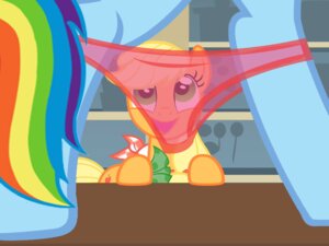 Rating: Questionable Score: 0 Tags: 4:3 applejack_(mlp) blue_body blue_fur bottomwear brown_hair clothed clothing duo e621 earth_pony equid equine female female/female feral friendship_is_magic fur green_eyes hair hasbro horse low-angle_view mammal money multicolored_hair my_little_pony open_mouth panties panties_down partially_clothed pony rainbow_dash_(mlp) rainbow_hair red_bottomwear red_clothing stripper surprised tipping translucent translucent_clothing underwear underwear_down unknown_artist User: bunchy7s