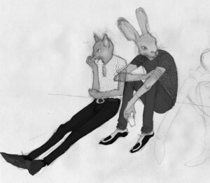 Rating: Safe Score: 0 Tags: 5_fingers anthro belt bottomwear clothed clothing container cup duo e621 felid fingers footwear fully_clothed greyscale holding_arm holding_container holding_cup holding_object human humanoid_hands long_ears looking_aside male mammal monochrome pants shirt shoes sitting sketch topwear unknown_artist whiskers User: bunchy7s