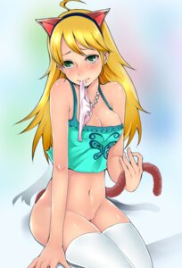 Rating: Questionable Score: 0 Tags: 1girls animal_ear blonde_hair blush bottomless breasts cleavage erect_nipples female green_eyes highres hoshii_miki idolmaster large_breasts long_hair mouth_hold nakasone_haiji navel nipples no_panties panties panties_in_mouth panties_off panties_removed pussy rule34 sitting solo tail thighhighs uncensored underwear white_legwear white_thighhighs User: bunchy7s