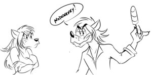 Rating: Safe Score: 0 Tags: anthro bottomwear breasts canid canine canis claws clothing crossgender duo e621 fan_character female frown hi_res male mammal monochrome mtf_crossgender nogicu pants russian russian_text shirt smile soyuzmultfilm square_crossover text topwear volk_(wjyw) well_just_you_wait! wolf User: bunchy7s