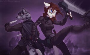 Rating: Safe Score: 0 Tags: 2011 ameera anthro blue_eyes caelan canid canine detailed digital_media_(artwork) domestic_cat duo e621 felid feline felis female green_eyes hair knife male mammal red_hair simple_background tail toony wolfy-nail User: bunchy7s