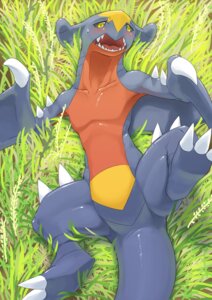 Rating: Questionable Score: 0 Tags: ambiguous_gender blush bodily_fluids e621 featureless_crotch feral garchomp generation_4_pokemon grass hi_res kame_3 kemono looking_at_viewer nintendo open_mouth outside plant pokemon pokemon_(species) solo spread_legs spreading sweat sweatdrop tail teeth User: bunchy7s