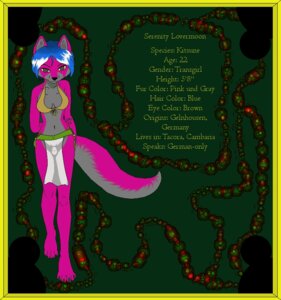 Rating: Questionable Score: 0 Tags: anthro bikini blue_hair bottomwear brown_eyes canid canine caraline clothed clothing e621 english_text fox fur gynomorph hair intersex loincloth mammal model_sheet multi_tail pink_body pink_fur serenity_lovermoon skimpy solo swimwear tail text two-piece_swimsuit User: bunchy7s